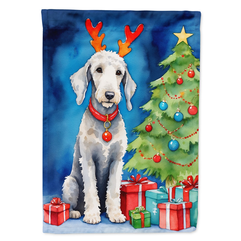 Drapeau de Noël maison de renne, Bedlington Terrier