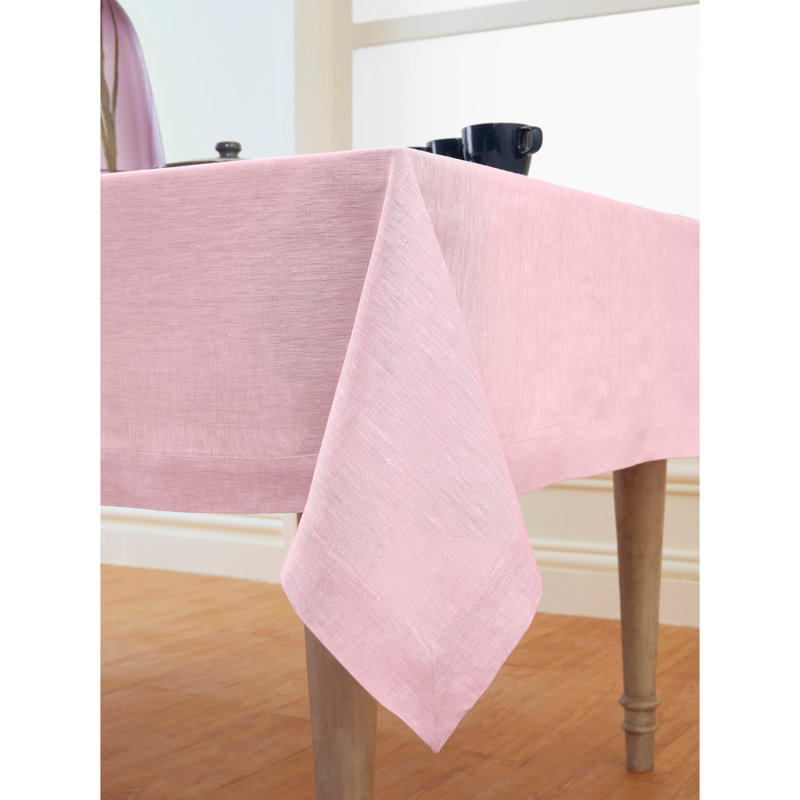 100% Pure Linen Tablecloth - Athena, Bubblegum Pink, 132" x 60"
