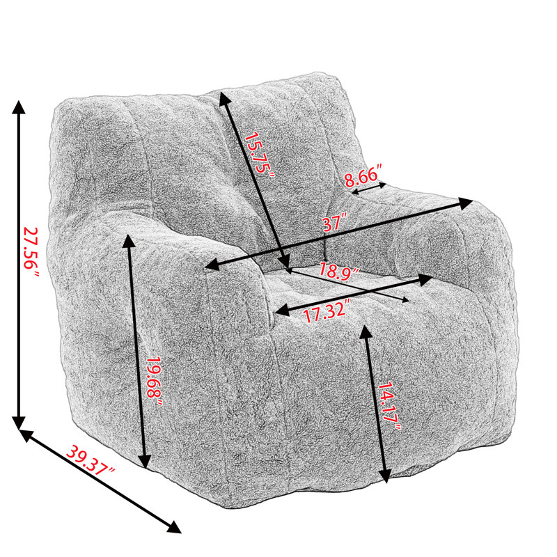 Fauteuil à billes Bean Bag Chair, Fausse fourrure bleu foncé