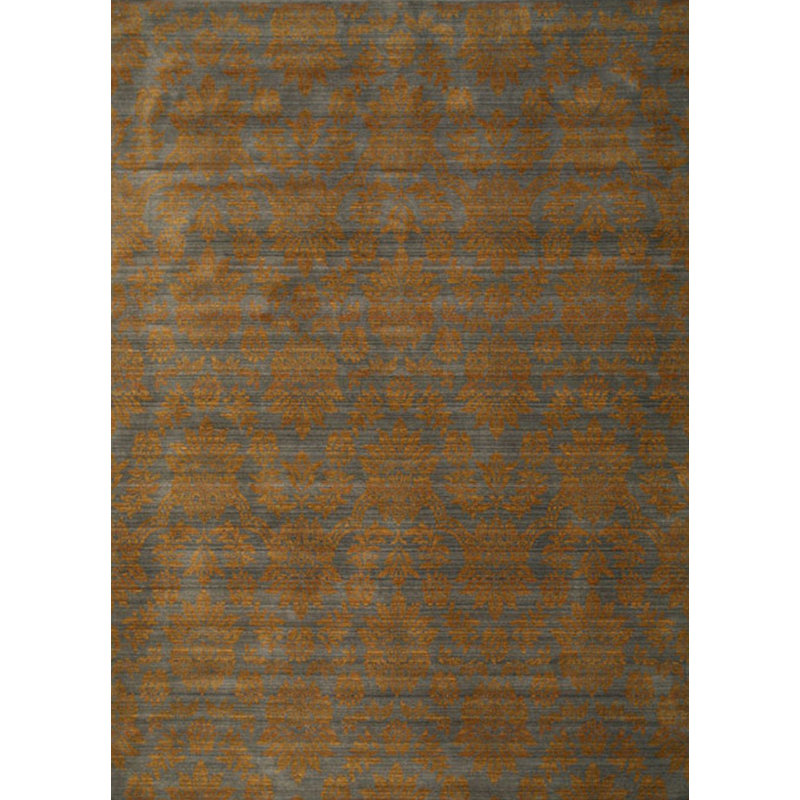 Tapis floral transitionnel élégant en laine fabriqué à la machine, Rectangle 5 pi 3 po x 7 pi 6 po