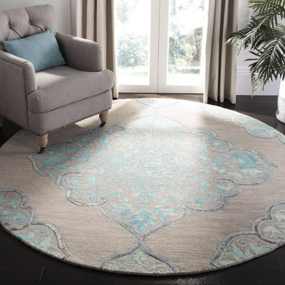 Brennan Hand Tufted Wool/Cotton Geometric Rug in Gray