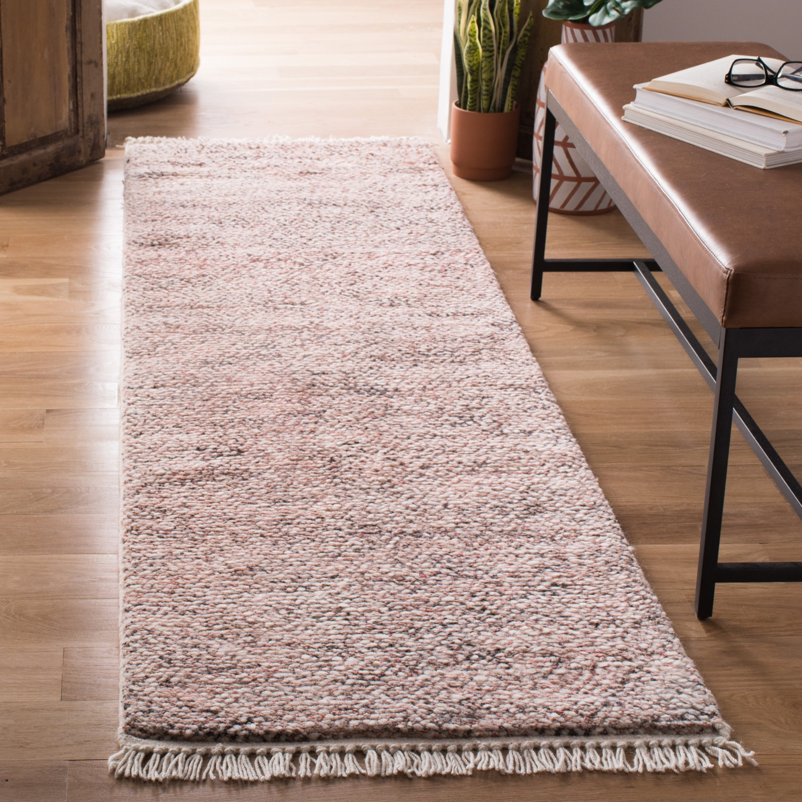 Wyly Beige Gray Hand-Knotted Wool Rug, Runner 2'3" x 8'