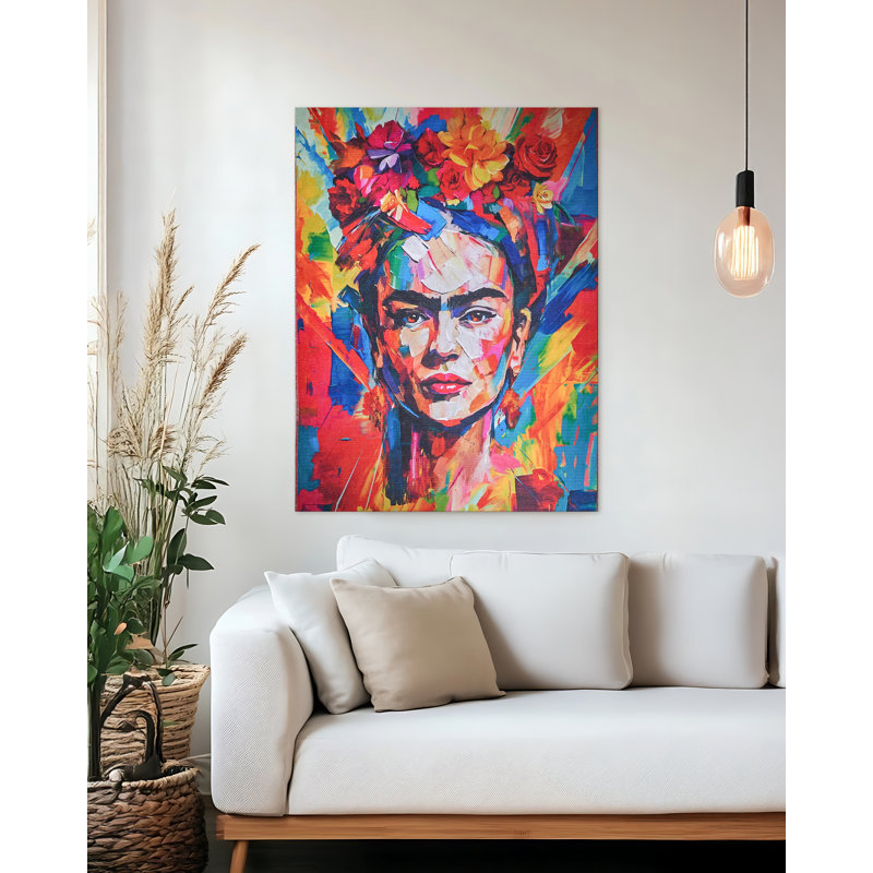 Frida Power Loomed Polyester Abstract Area Rug in Red/Multi by Frida Kahlo X Exquisite Rugs, Rectangle 2'6" x 3'4"