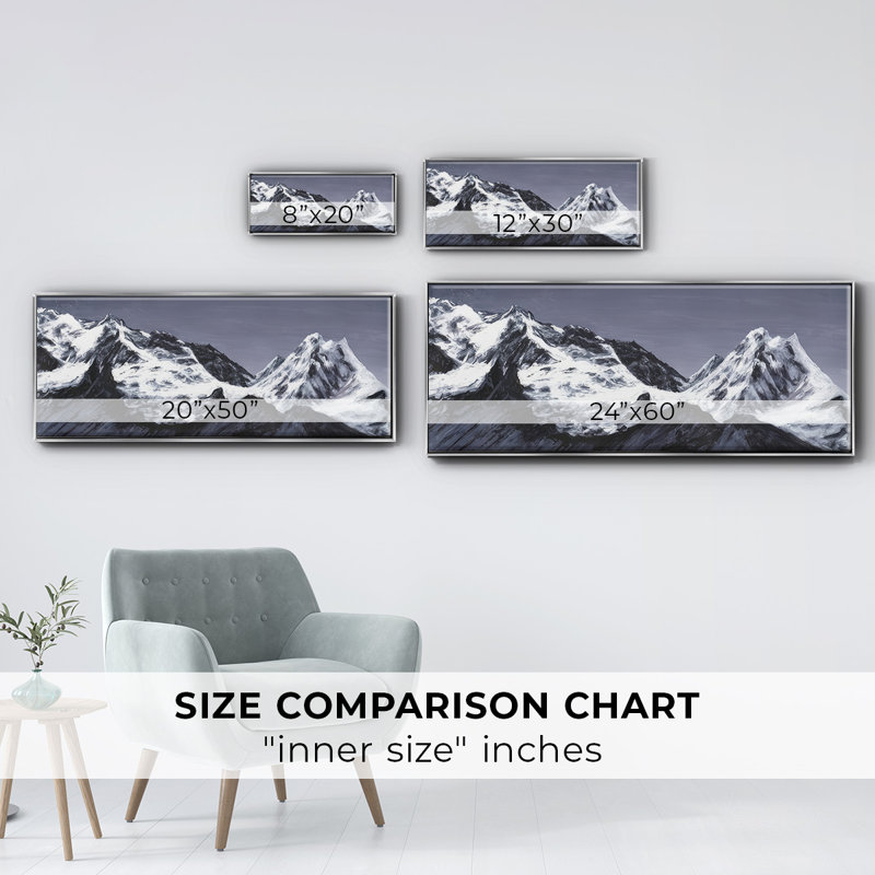 Moonlit Mountain Range I - Framed Canvas, 24" H x 60" W