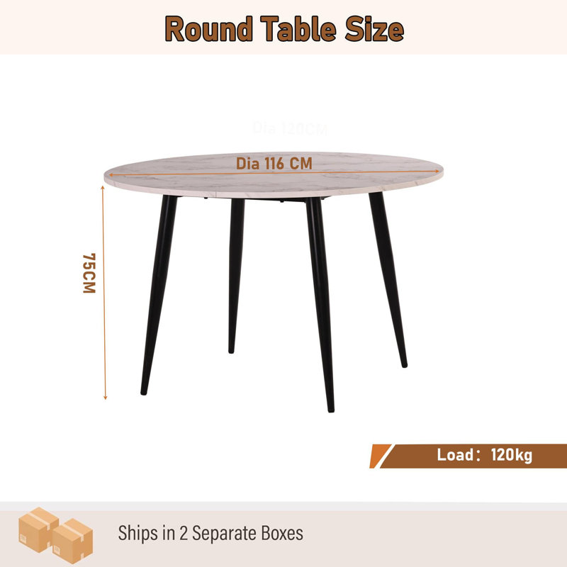 Round Metal Base Dining Table