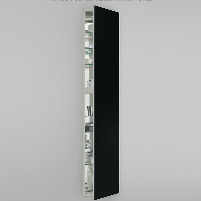 Armoire à pharmacie encastrée à 1 porte M Series avec 7 tablettes réglables et éclairage DEL, Droite, Noir