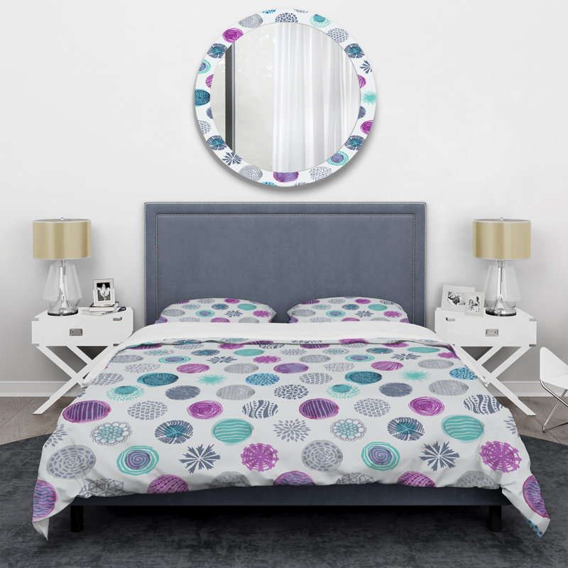 Ensemble de housse de couette en microfibre grise / mauve 3 pièces, Housse de couette simple + 1 taie décorative stan