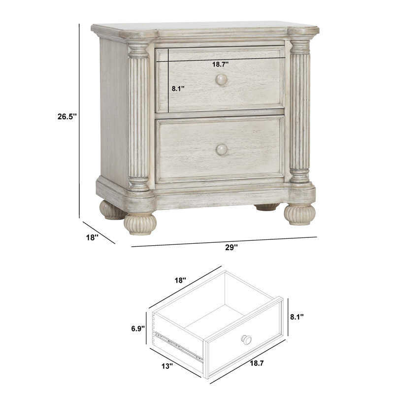 Brister 2 Drawer Nightstand, White