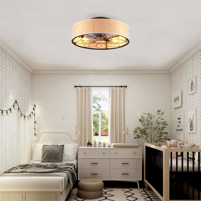Ventilateur de plafond 20 pouces en tissu de style campagnard avec télécommande pour salon, chambre à coucher et cuisine - NON INCLUS