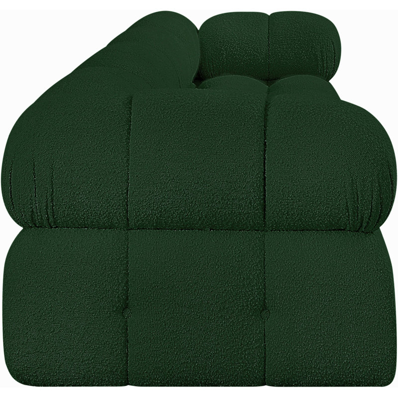 Ames Upholstered Sofa, Green Boucle Fabric, 2 Armless, 2 Corner