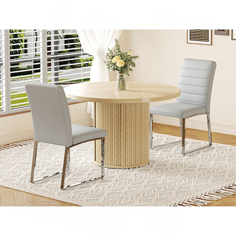 Ensemble de chaises de salle à manger rembourrées en polyuréthane avec table à colonnes romaine ronde, rangement inclus, convient aux restaurants / cafés