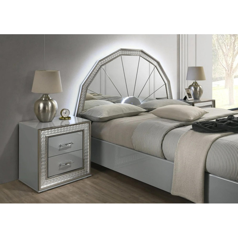 Mirrored 5 Piece Bedroom King Set, King