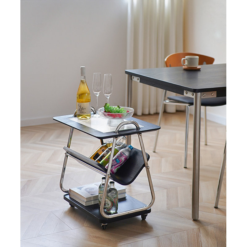 23.62" Rectangular Solid Wood End Tables, Black