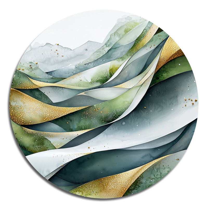 Nature Murmures de peinture rigide I - Décoration murale moderne en métal vert, H 36 po x l 36 po