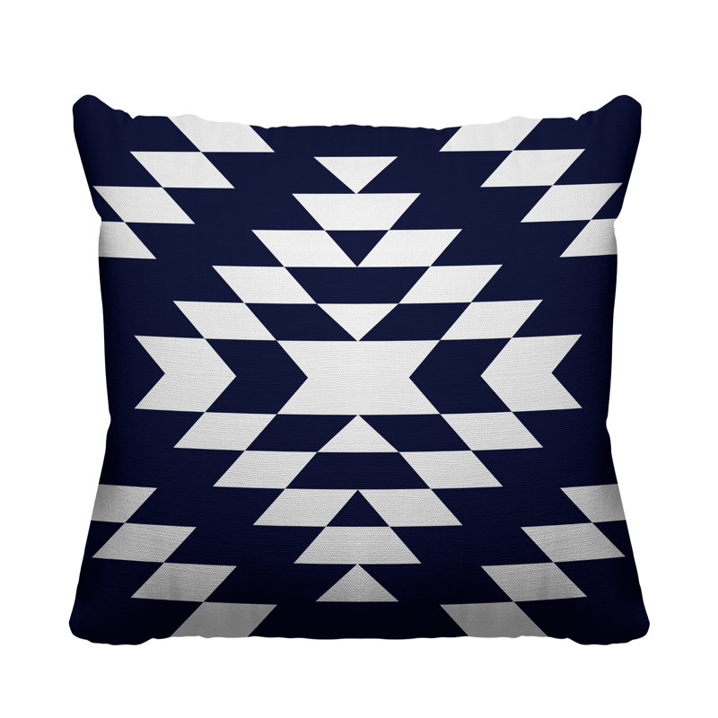 Coussin intérieur / extérieur Chantico Southwestern, 19 po x 19 po, Bleu marine, Carré