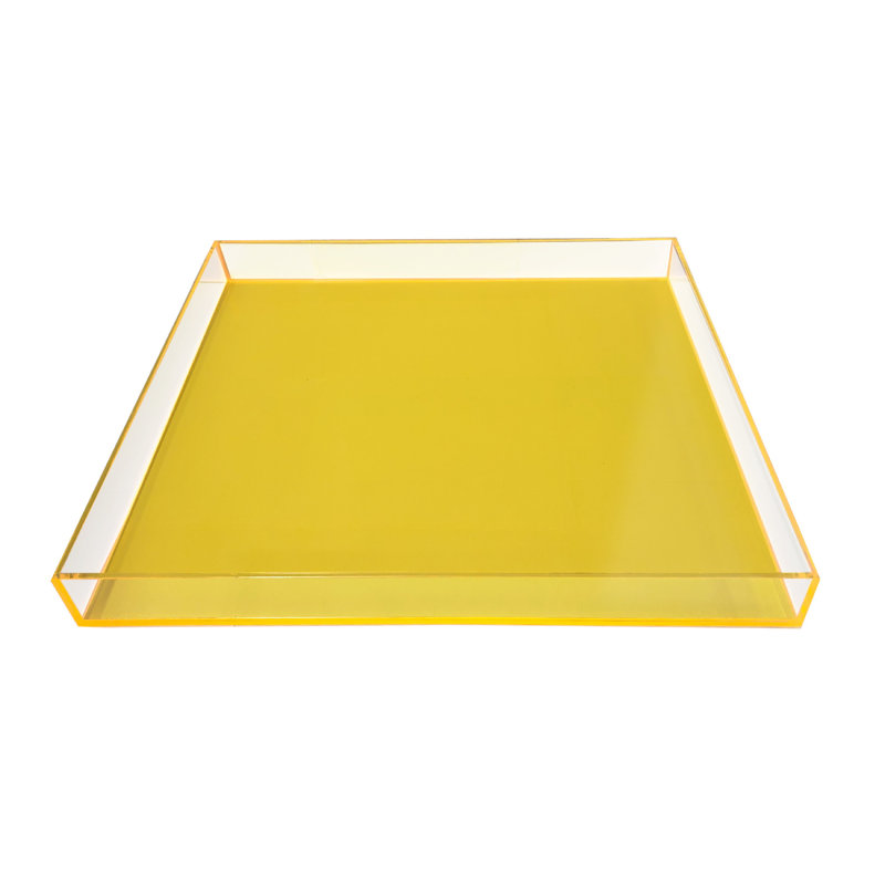 Delaysha Plastic / Acrylic Tray, 1" H x 18" W x 18" D, Yellow