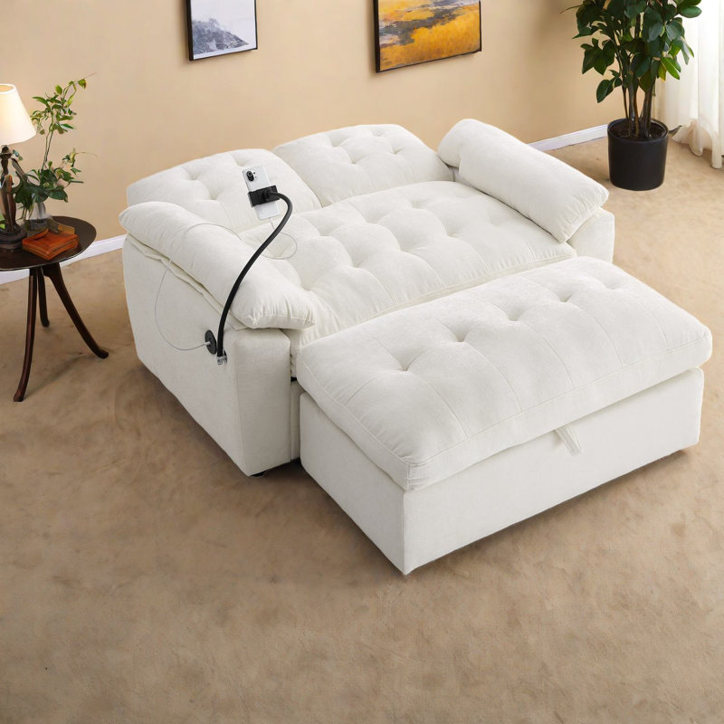 Canapé inclinable moderne avec repose-pieds double beige