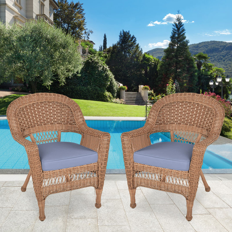 Burrowes Patio Chair with Cushions SET, Honey