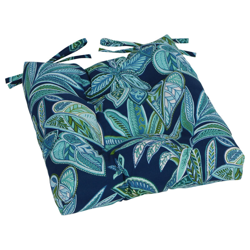 16-Inch Square Outdoor Tufted Chair Cushions (Set Of 4), Blue/Crestwood Marine Floral
