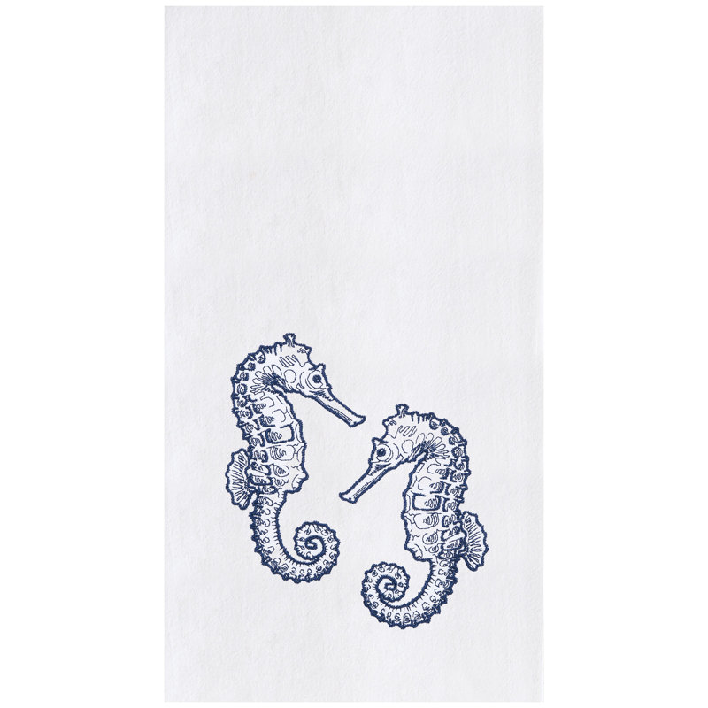 Serviette de toilette brodée Blue Seahores