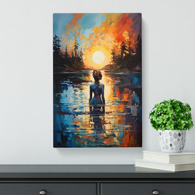 Lake Gestural Art No.2 - Wrapped Canvas