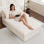 Chaise longue rembourrée en velours côtelé moderne sans assemblage requis-1312131810-1312131808