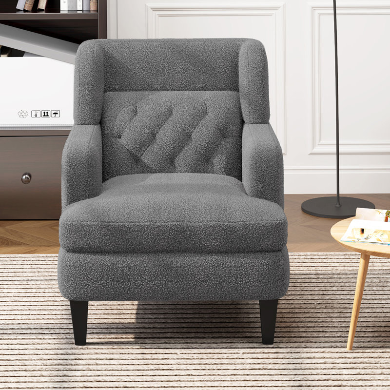 Chaise d'appoint rembourrée Charvae, Gris Teddy incorrect