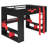 Full Size Wood Loft Bed With Power Outlet & USB/Type-C Ports, Integrated Cable Management, And RGB Light, Red-167161701