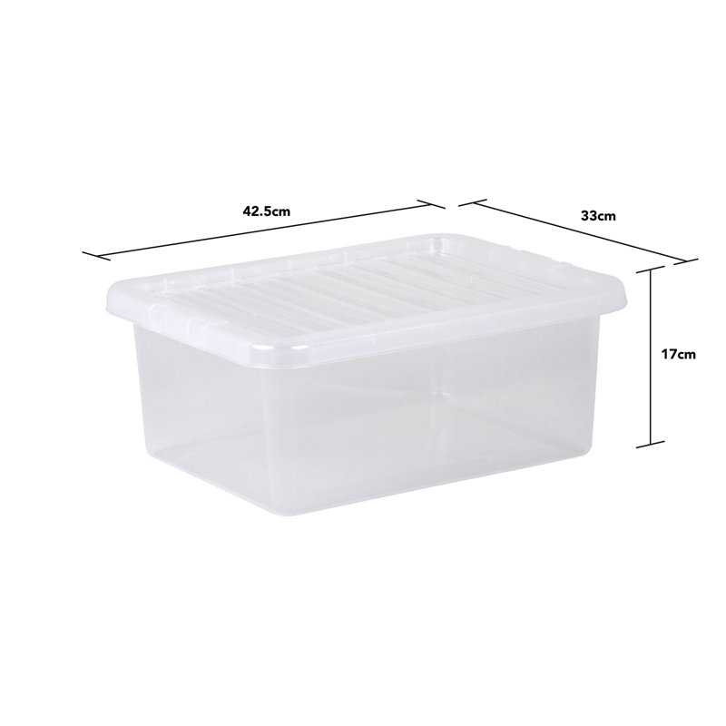 Wham Crystal 17L Plastic Storage Box Pack of 5 Clear