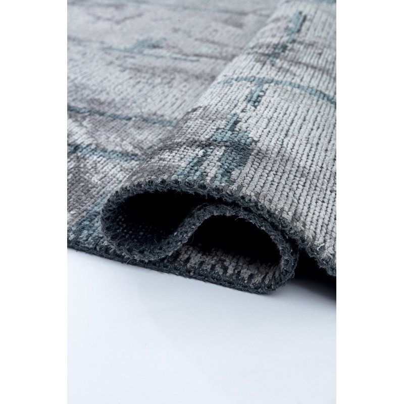 Rapture Gray/Blue Luxury Area Rug, Rectangle 7'10" x 9'10"