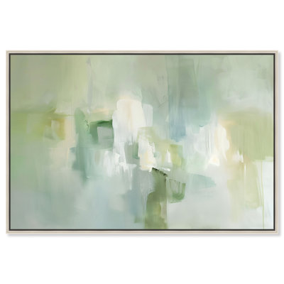 Softened Sage I Framed Canvas Print Sage Wall Decor by Art Remedy, Silver Frame, 24 x 16