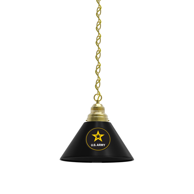 Luminaire suspendu conique à 1 lumière US Armed Force, Armée américaine, Laiton