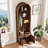 70.8-Inch Walnut-Colored Farmhouse-Style Arched Coat Rack With Hooks, Cabinet Door Stool, Multi-Functional Storage For Entryway And Hallway.