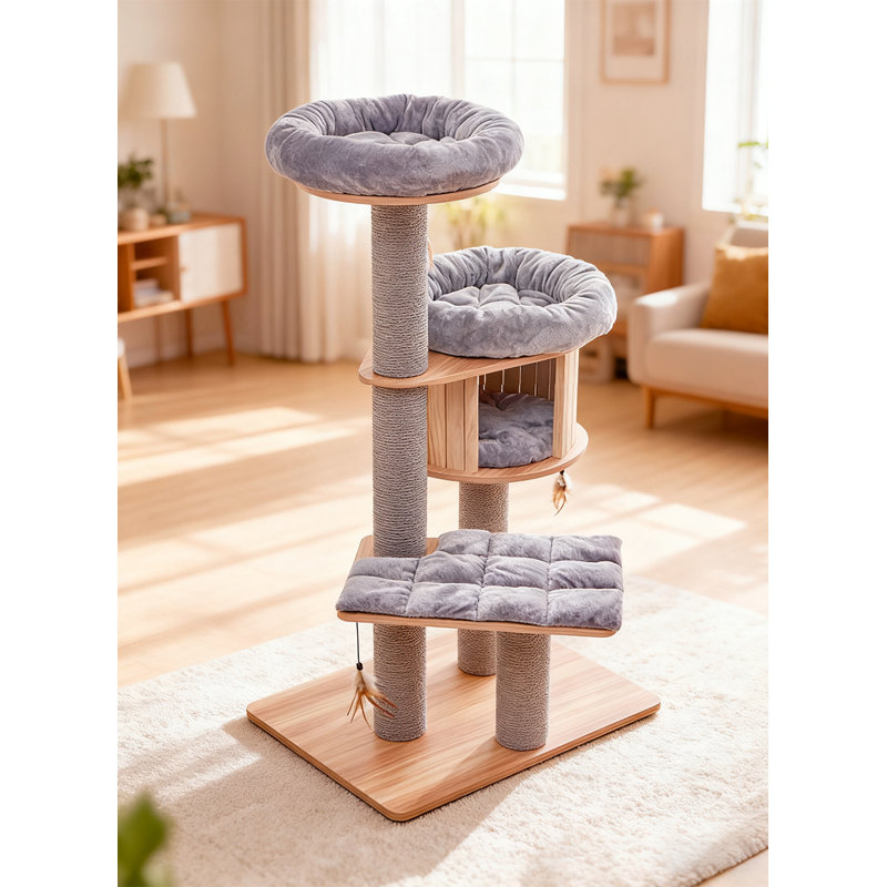 Structure d'escalade pour chat en sisal massif de 54,33 pouces gris moyen