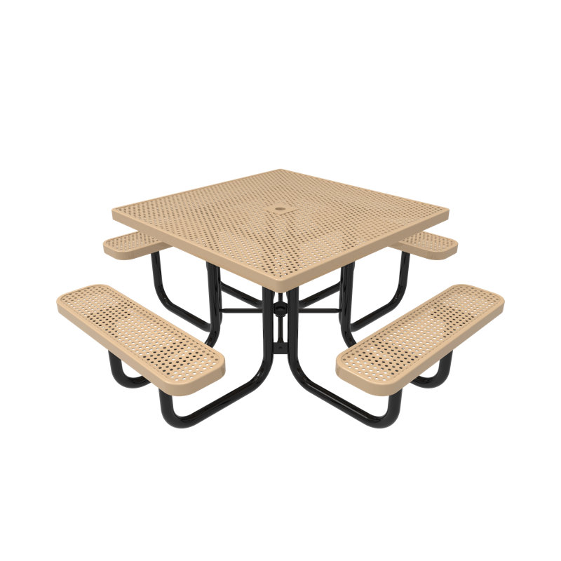 Table de pique-nique carrée poinçonné 46 po, Brun clair