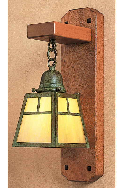 A-line 1 - Light Armed Sconce, Yes, Verdigris Patina, Gold White Iridescent