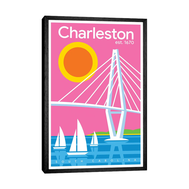 Charelston Modern Travel by Jim Zahniser - Print on Canvas, Black Framed, 101.6cm H x 66.04cm W x 3.81cm D