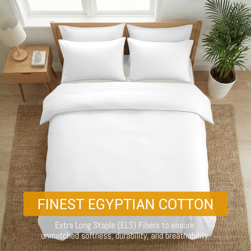 100% Egyptian Cotton Duvet Cover Set – Luxury Hotel Collection Bedding, Soft & Breathable Comforter Cover with Zipper Closure