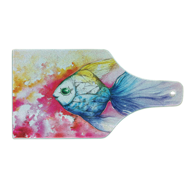 Multicolore, planche à découper en verre trempé Ambesonne