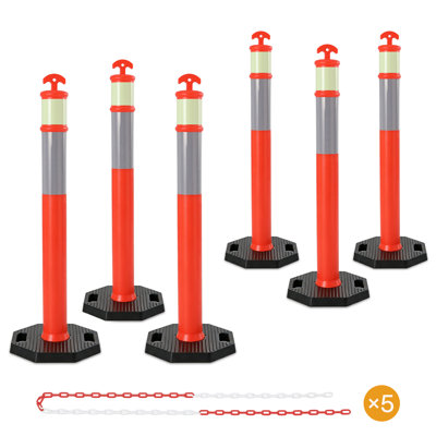 Poteaux de signalisation routière réfléchissants et phosphorescents de 122 cm (48 po) - Base lourde de 3,9 kg (8,6 lb) avec chaînes de raccordement