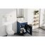 Meuble-lavabo bleu de 20 po avec évier en céramique, cadre, charnières rouillées, conception à débordement et espaces de rangement flexibles