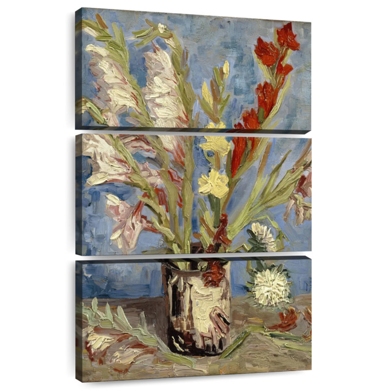 Vase avec glaïeuls et asters de Chine, H 57 po x l 36 po