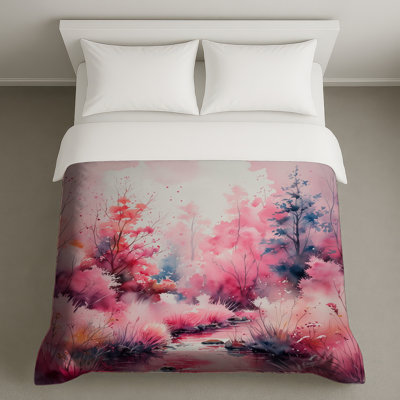 Housses de couette aquarelle forêt rose