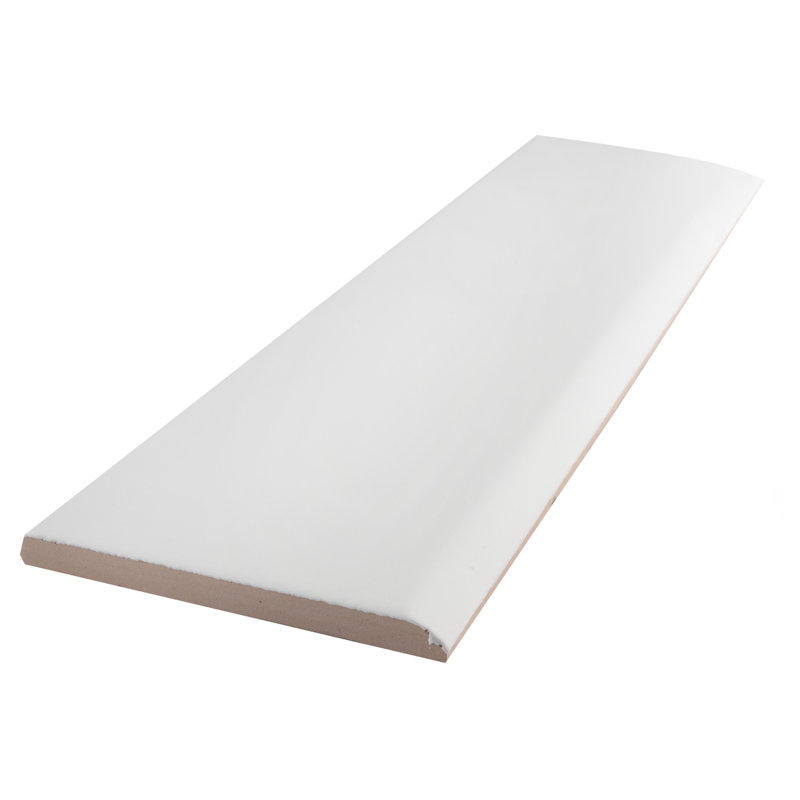 Carreau de céramique bullnose Battiscopa 13 po x 3 po, Blanc mat