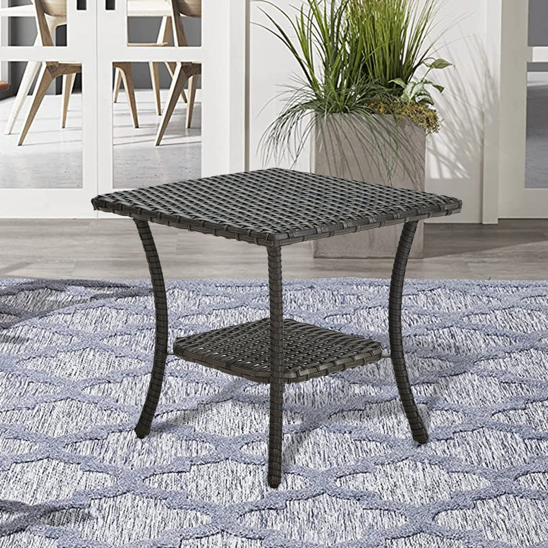 Table d'appoint Highfield Rattan, gris