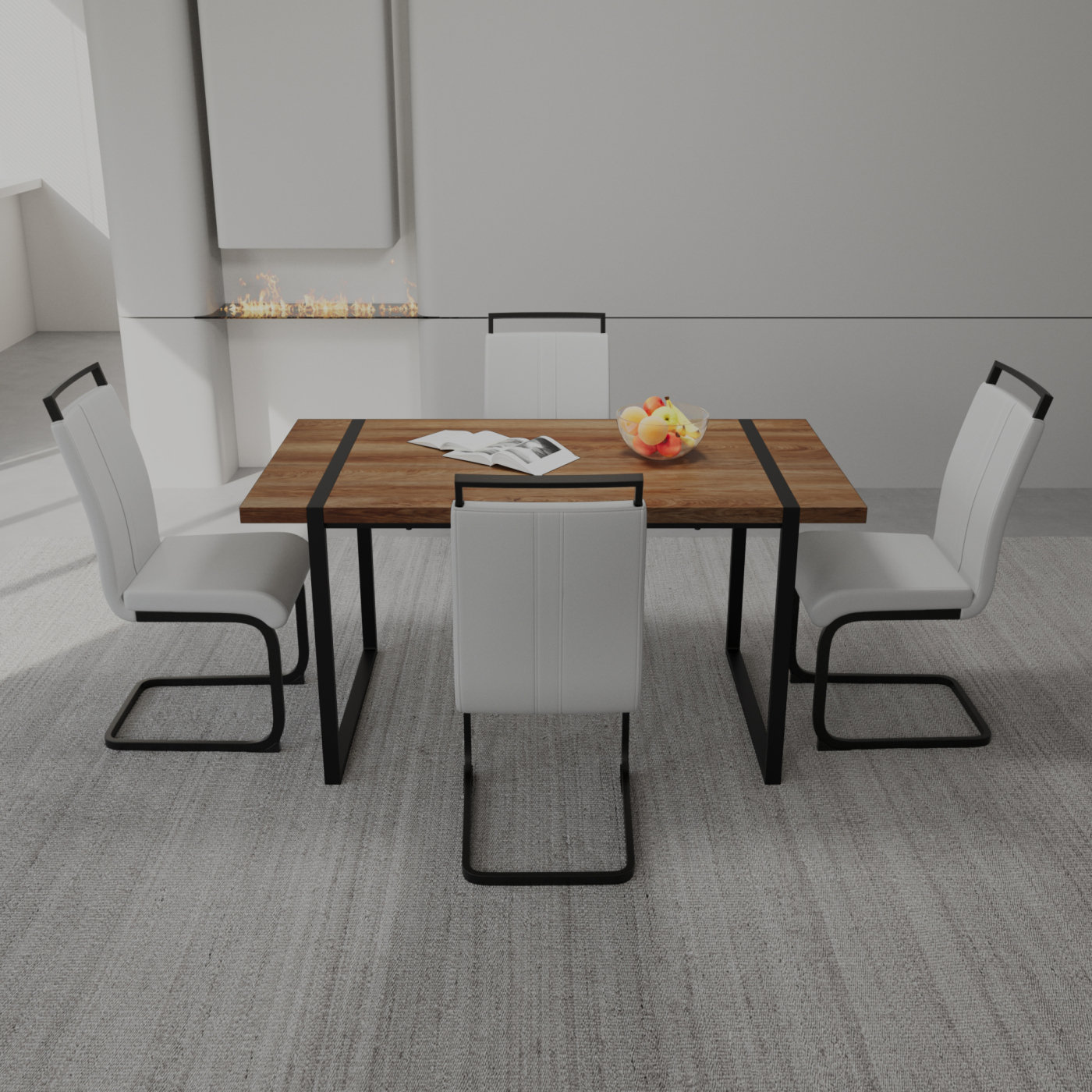 Latitude Run® 59 " Dining Table Rural Industrial Rectangular MDF Wood ...