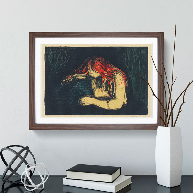 The Vampire Vol.2 by Edvard Munch - Picture Frame Painting, 48cm H x 65cm W x 2cm D, Walnut Framed