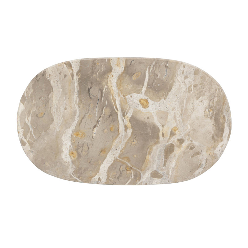 Niccola Marble End Table, Fossil Marble, Hammered Aged Brass