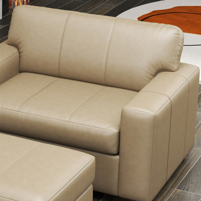 Méridienne tapissier en cuir Latitude Run® Caro, Beige Leather Match