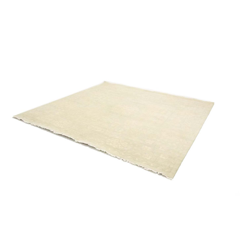 Tapis oriental floral carré en laine noué à la main 9 pi 11 po x 10 pi